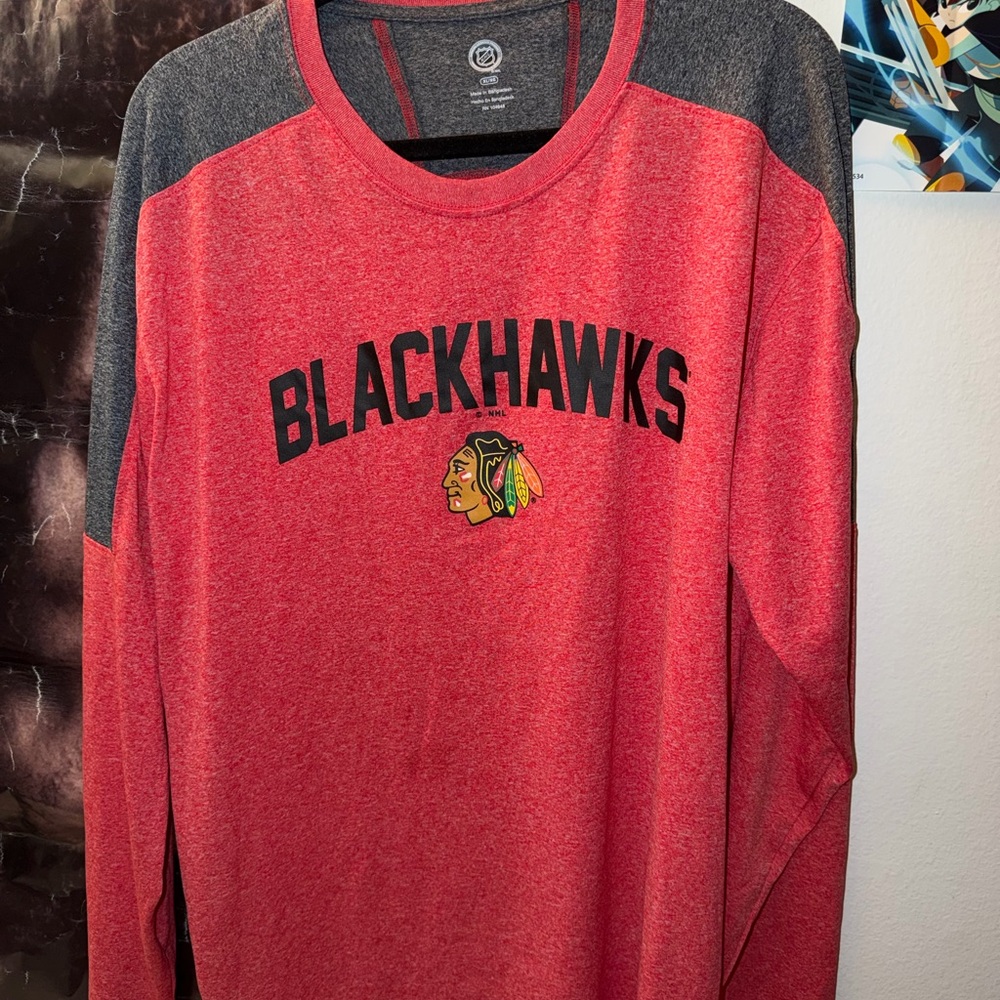 NHL Gray and Red Long Sleeve Shirt